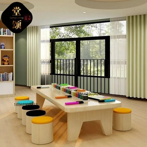 图书馆儿童阅读桌椅商场儿童活动区手工桌培训机构早教美工绘画桌