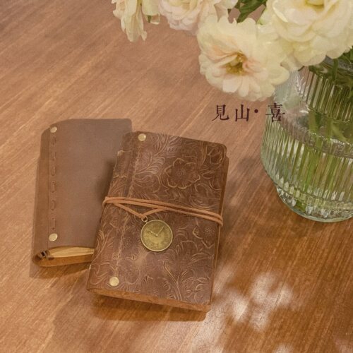 見山喜【寻迹】复古手工真皮拼接笔记本可拆卸本芯牛皮记事手账本