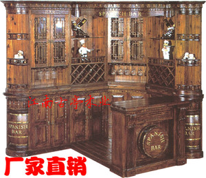 实木欧式红酒架隔断酒柜酒吧吧台碳化木红酒杯架仿古大小转角吧台