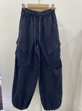 FFKY25913秋新款时尚百搭显瘦松紧腰抽绳束脚休闲工装裤女