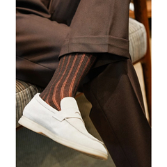 Kinnit Socks 双色拼色 坑纹 丝光棉 中筒正装袜