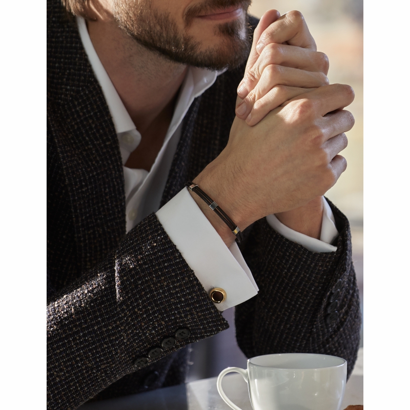 ilLupo孔雀石镂空袖扣双色电镀