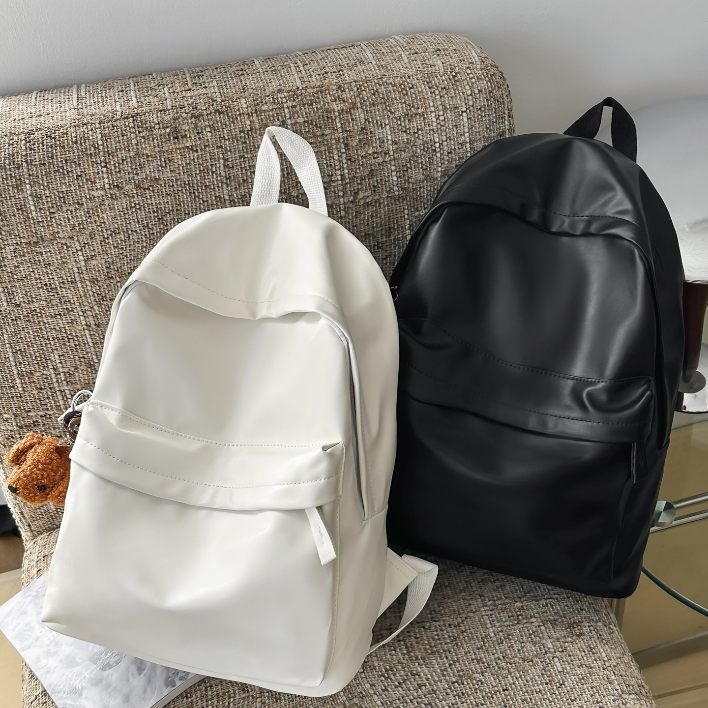 百搭新品 软皮书包女韩版原宿ulzzang高中大学生初中简约双肩男背