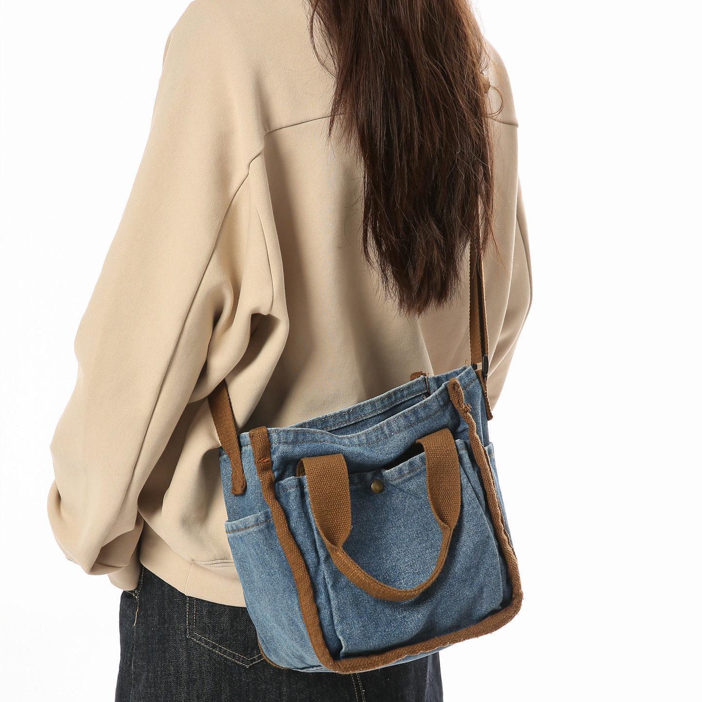 ins韩版2026新款帆布包牛仔单肩斜挎包日系休闲百搭手拎布包女生