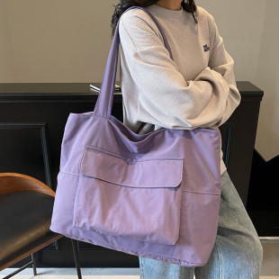 大容量慵懒风单肩包日常通勤托特包 韩系ins风防水帆布袋新款