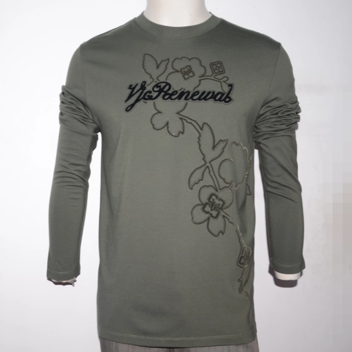 VJ男装秋冬长袖薄圆领T恤衫