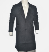 BBN男装 潮牌绣花上衣6088 羊毛羊绒中长外套 秋冬毛呢大衣 时尚