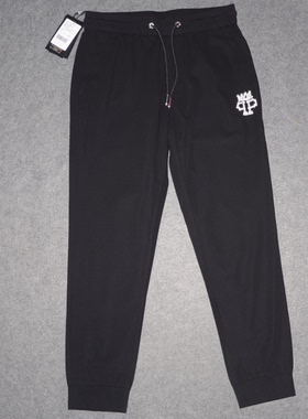 P+P男装夏薄卫裤 时尚LOGO绣花绣珠休闲长裤潮牌爽滑修身裤子7532