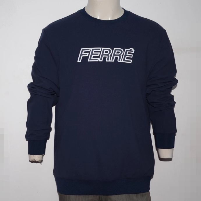 F男装秋冬长袖连帽卫衣 字母印花t恤衫 潮牌蓝色大码上衣套头衫