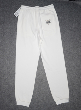 VJ男装秋冬中厚卫裤 净色绣花休闲长裤 潮牌白色弹力直筒裤子