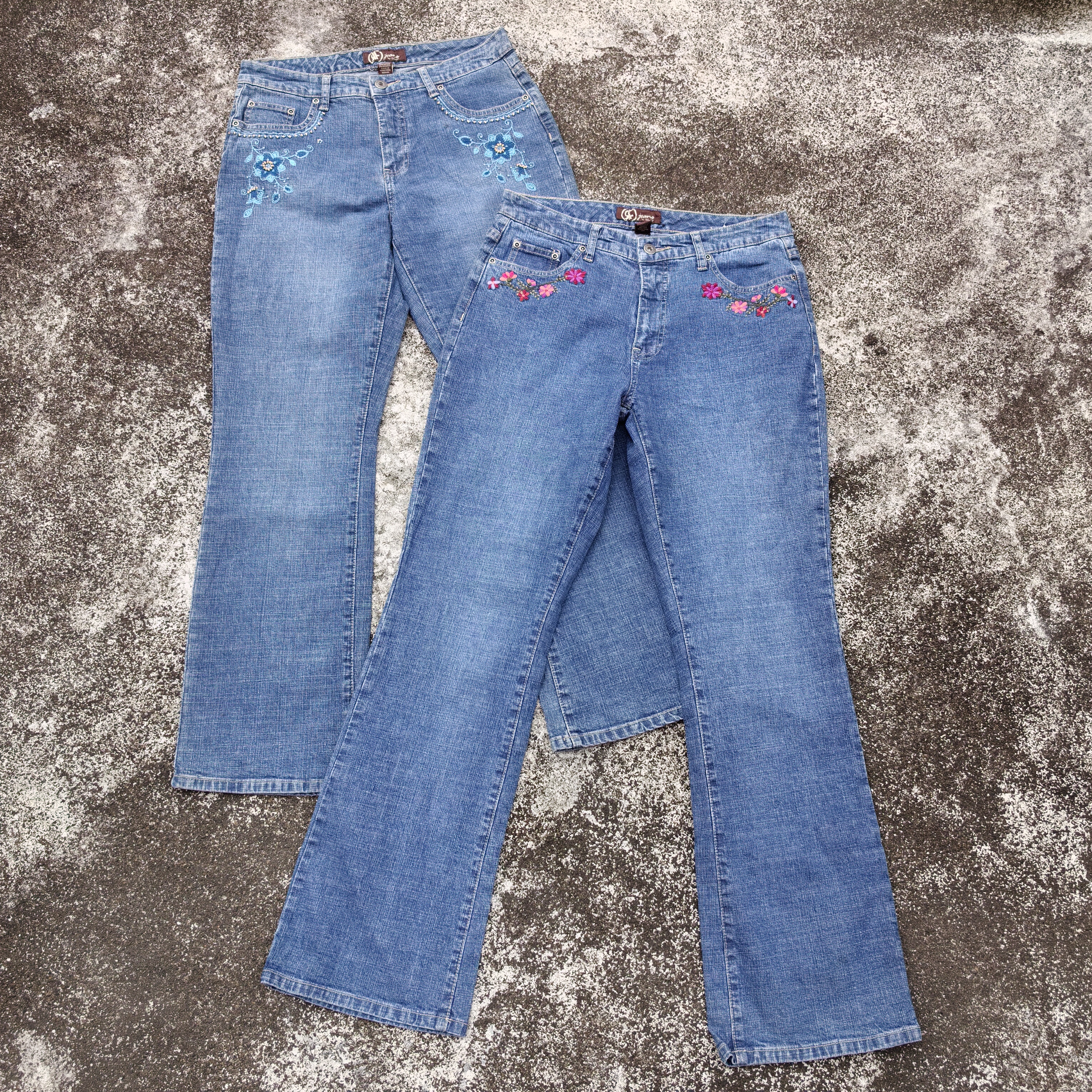 欧美元单 宽松女士秋款绣花牛仔女长裤 微弹显瘦休闲牛仔裤子女秋