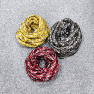 男女同款便捷秋冬款百搭古着风针织围脖 费尔岛套头毛线围巾 冬