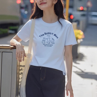 简约宽松休闲半袖 2026款 正肩显瘦百搭上衣 t恤女士春夏季 纯棉短袖