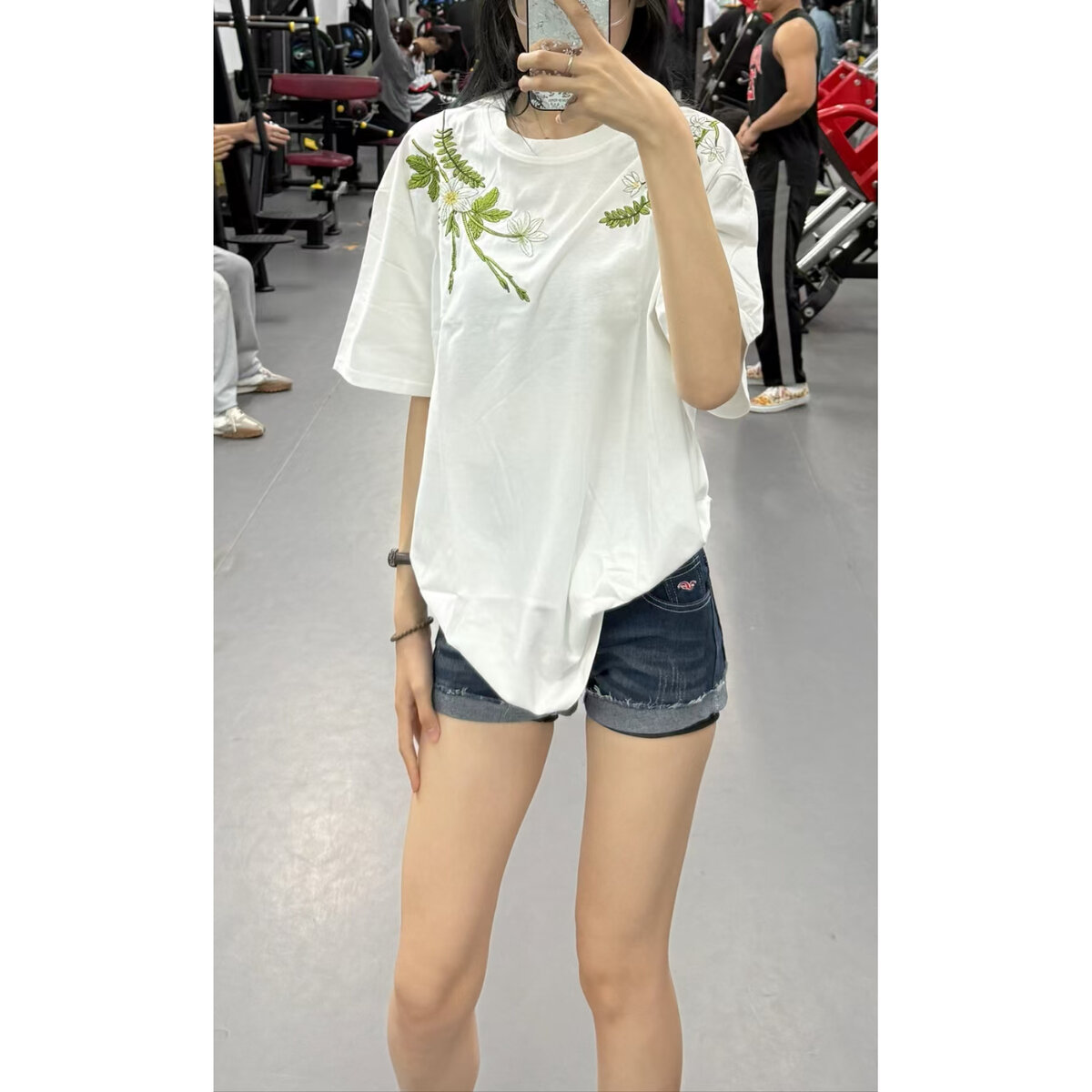 白色时尚休闲夏季宽松圆领韩版绣花女士T恤 | 原版刺绣21