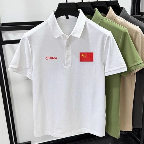 夏季冰丝短袖V领Polo衫男速干