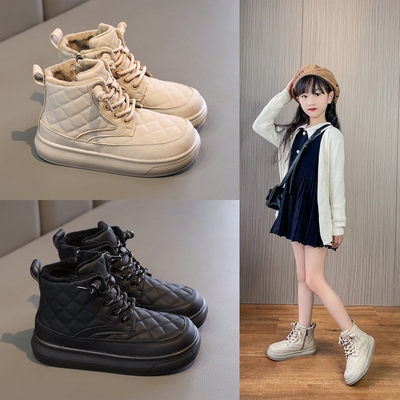 女童靴子2025秋冬新款二棉鞋子儿童加绒洋气短靴雪地靴童鞋马丁靴