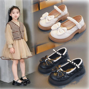 女童小皮鞋 2025春秋季 新款 黑色玛丽珍公主珍珠英伦风儿童女孩单鞋
