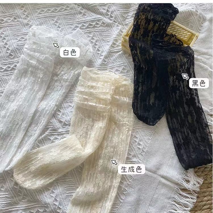 春夏堆堆袜薄款网纱玻璃袜 日系ins潮百搭凉鞋袜袜子女中筒袜