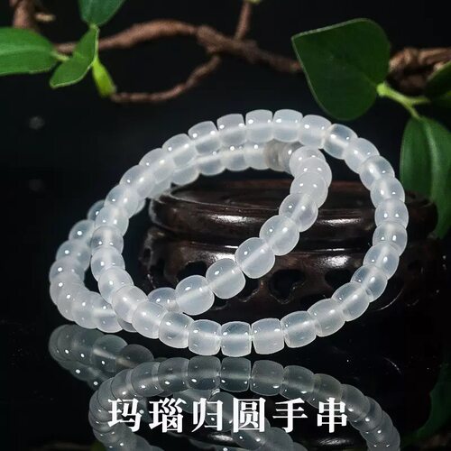 热门爆款天然白玛瑙老型珠手串白冰玛瑙荔枝冻桶珠手串女款百搭