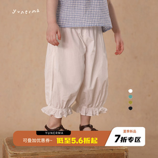 允兒媽女童夏季 洋氣防蚊褲 百搭薄款 褲 子 束口八分褲 幼兒園寶寶經(jīng)典