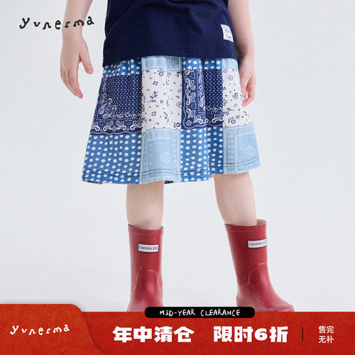 允儿妈女童日系纯棉格子半身裙