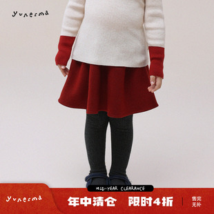 宝宝绵羊毛混纺小众毛呢半身裙允儿妈女童伞形裙摆短裙儿童半裙潮