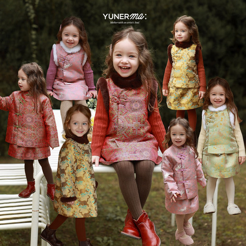 允儿妈女童新中式马甲裙马甲棉服