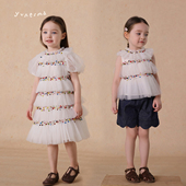 女童手工亮片泡泡袖 允儿妈蓬蓬纱蛋糕裙宝宝六一生日礼服潮 娃娃衫