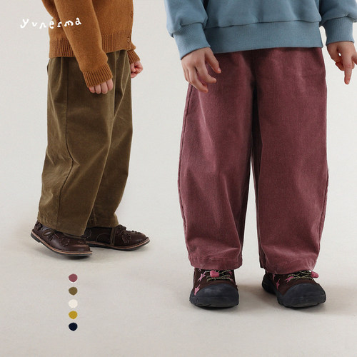 允儿妈女童冬季灯芯绒直筒休闲裤