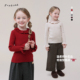 潮 打底衫 允儿妈女童绵羊毛混纺荷叶领针织衫 宝宝保暖毛衣儿童冬季