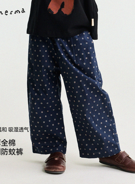 允儿妈女童夏季百搭纯棉碎花防蚊裤儿童2026新款格子休闲裤长裤潮