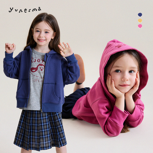 允儿妈女童日系简约连帽卫衣外套儿童2026新款运动开衫女孩上衣潮