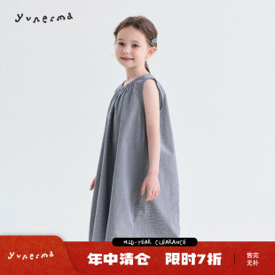宝宝夏季薄款纯棉格子背心裙允儿妈女童新款百搭连衣裙儿童公主裙