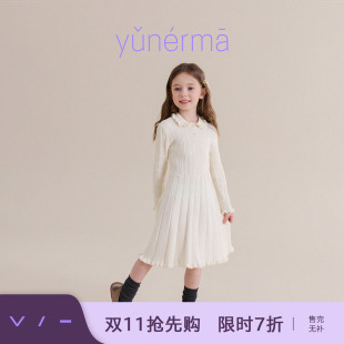 宝宝小众针织polo连衣裙允儿妈女童秋季法式长袖公主裙气质裙子潮
