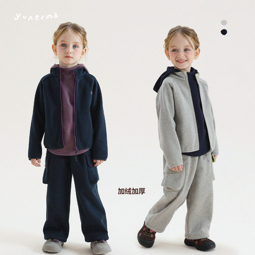 允儿妈加绒绣花外套休闲裤套装