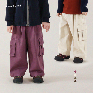 宝宝裤 允儿妈女童秋冬小众磨毛复古工装 加厚休闲裤 儿童冬季 子潮 裤