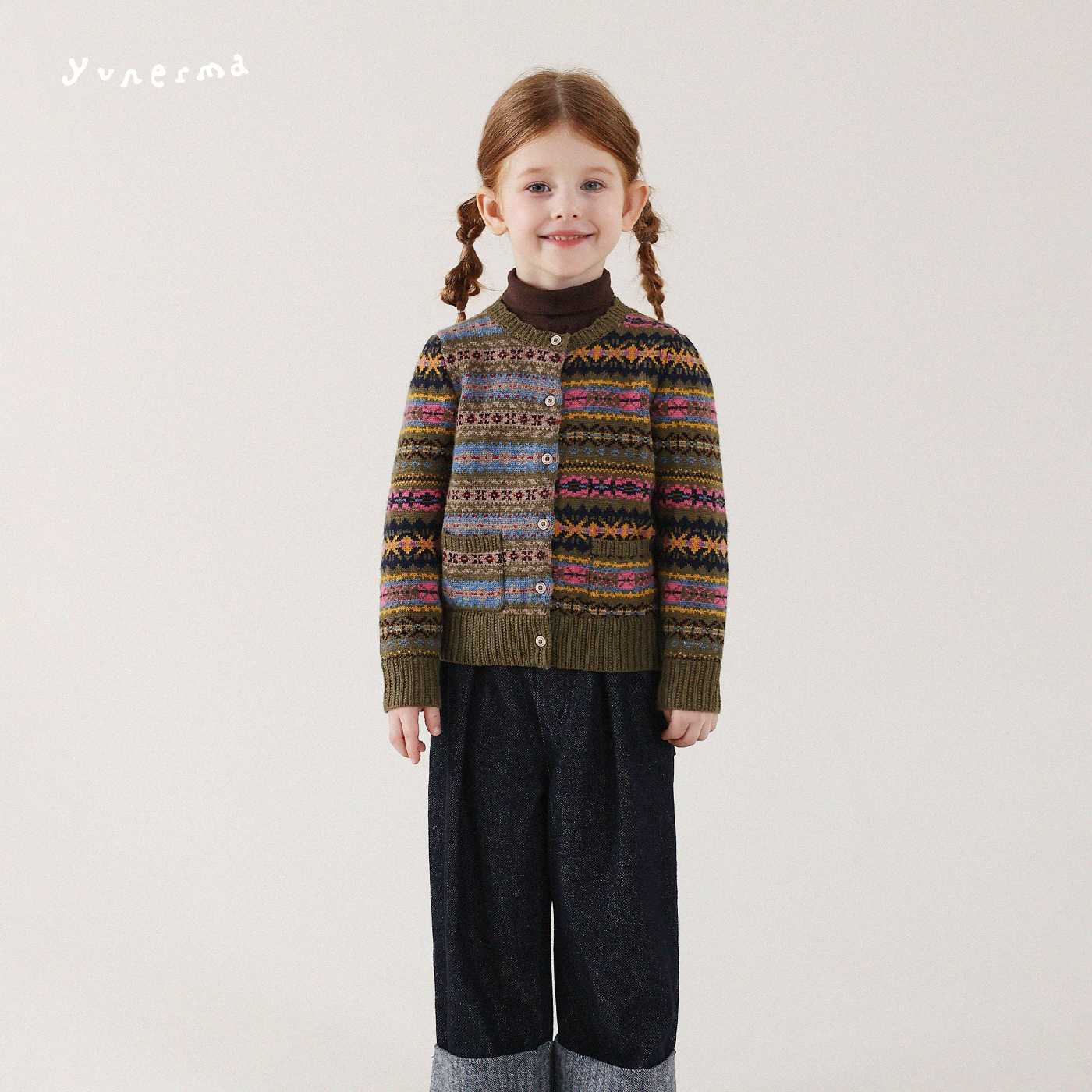 允儿妈女童冬季小众针织毛衣开衫