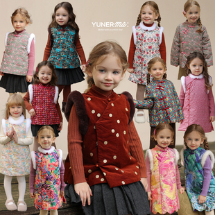 宝宝复古中国风拜年服 旗袍裙马甲棉服套装 允儿妈女童2024冬季 新款