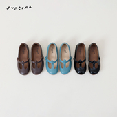 子单鞋 允儿妈女童春季 儿童鞋 女孩复古公主鞋 小众牛皮魔术贴小皮鞋