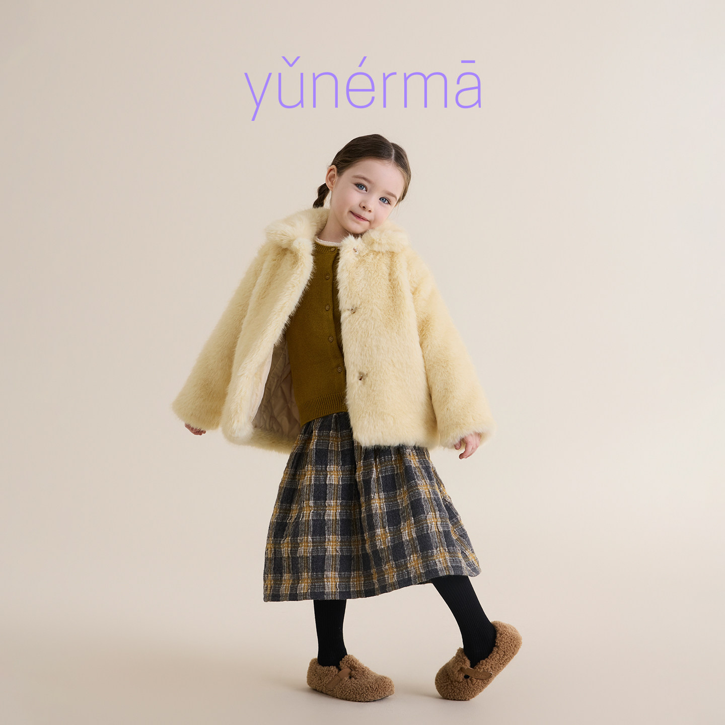 允儿妈女童冬季新款仿皮草夹棉外套儿童加厚毛绒棉服宝宝保暖棉衣