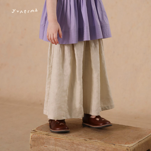 允儿妈女童2025夏季新款纯亚麻裙裤宝宝幼儿园百搭休闲裤儿童裤子 - 封面