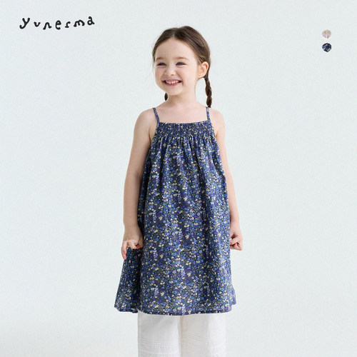 允儿妈女童夏季法式吊带连衣裙