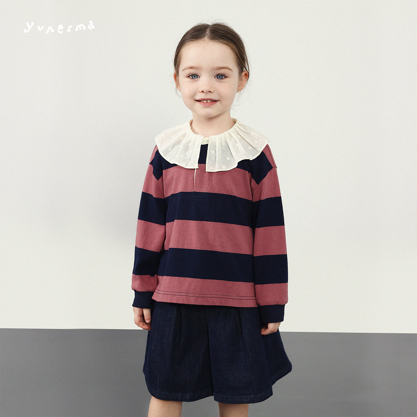 允儿妈女童小众百搭条纹长袖T恤