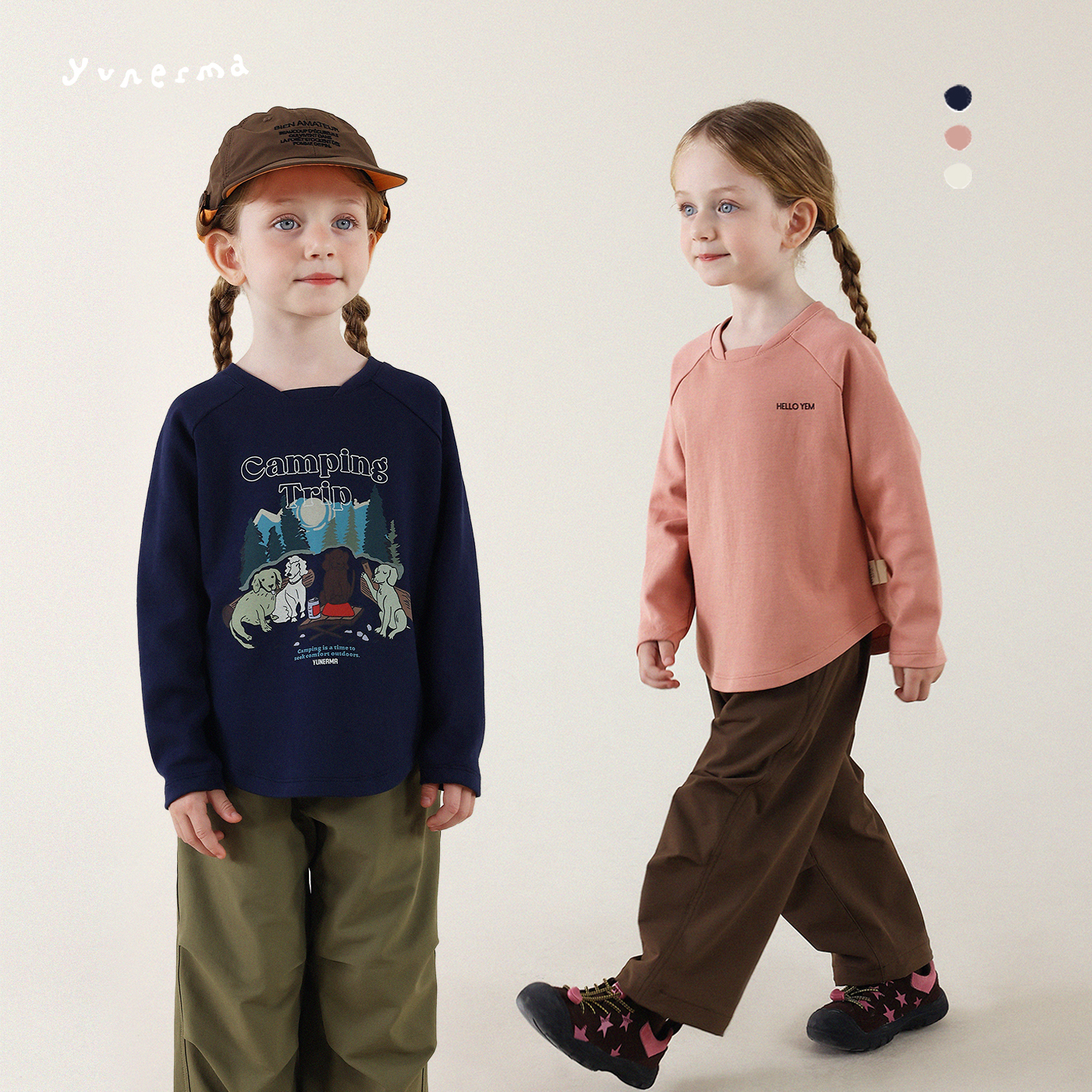 允儿妈女童冬季户外山系字母长袖