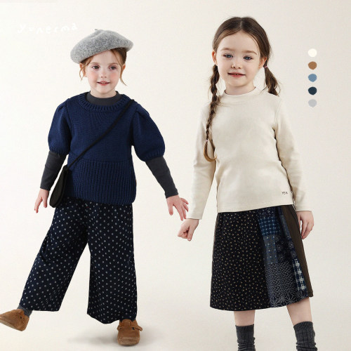 允儿妈女童秋季新款百搭半高领打底衫宝宝春秋时尚T恤儿童上衣潮