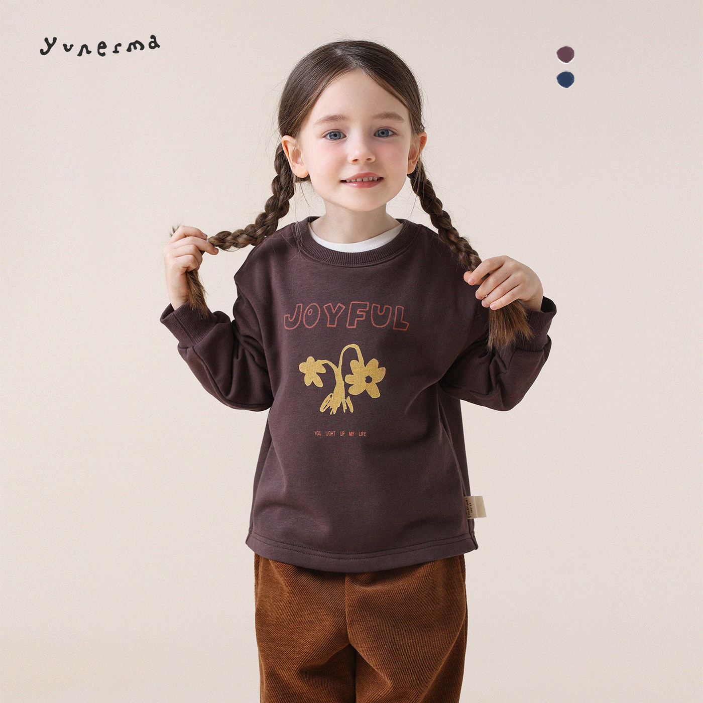 允儿妈女童秋冬简约百搭卡通字母印花卫衣宝宝时尚套头衫儿童上衣