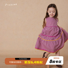 允儿妈女童复古日系格子拼接背心裙宝宝儿童2025夏季洋气连衣裙潮