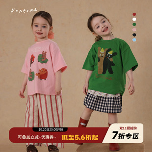 可爱卡通短袖 允儿妈女童夏季 儿童T恤上衣潮 原创插画师合作款