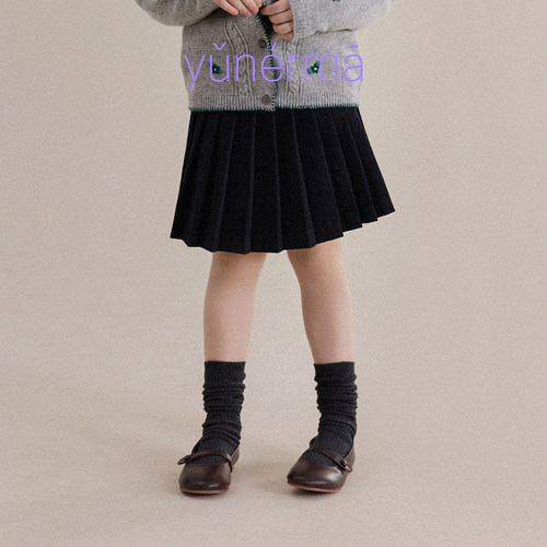 允儿妈女童秋季百搭学院风百褶裙