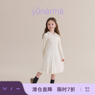宝宝小众针织polo连衣裙允儿妈女童秋季法式长袖公主裙气质裙子潮